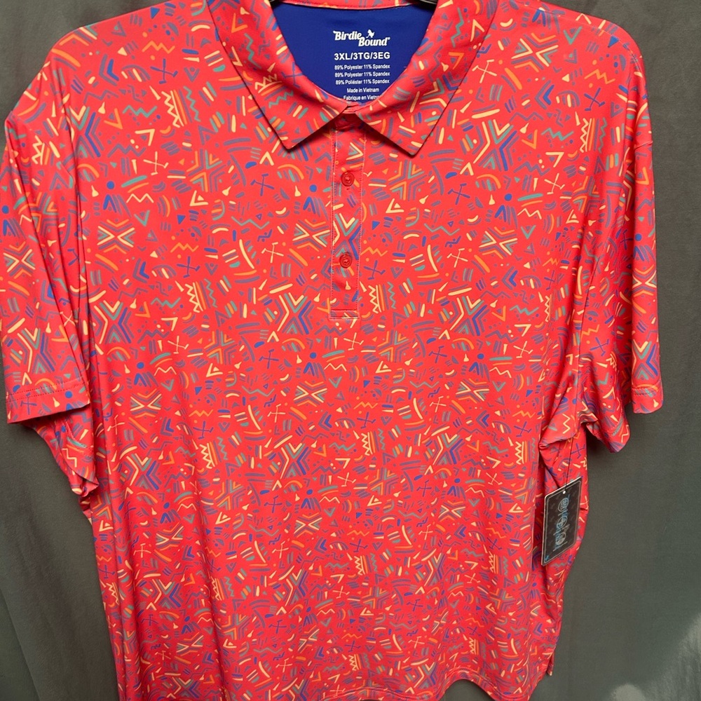 Birdie Bound Polo Coral Shirt Mens 3XL Golf Performance NWT